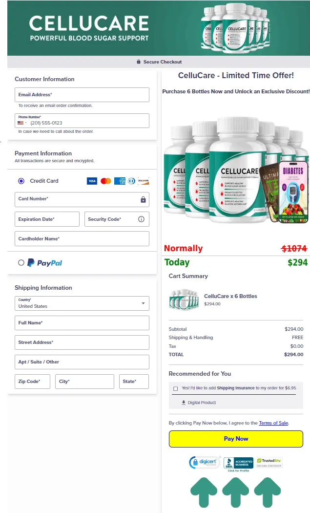 CelluCare Order Page